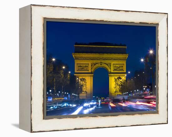 The Arc de Triomphe and the Champs Elysees at Twilight, Paris, France-Jim Zuckerman-Framed Premier Image Canvas