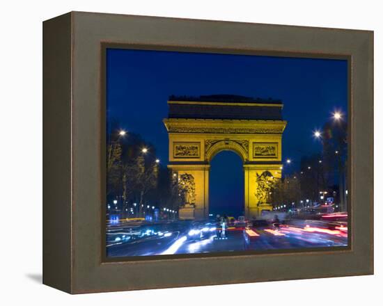 The Arc de Triomphe and the Champs Elysees at Twilight, Paris, France-Jim Zuckerman-Framed Premier Image Canvas