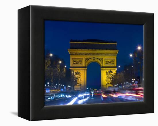 The Arc de Triomphe and the Champs Elysees at Twilight, Paris, France-Jim Zuckerman-Framed Premier Image Canvas
