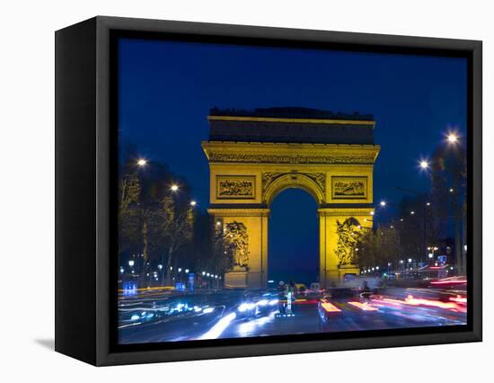 The Arc de Triomphe and the Champs Elysees at Twilight, Paris, France-Jim Zuckerman-Framed Premier Image Canvas