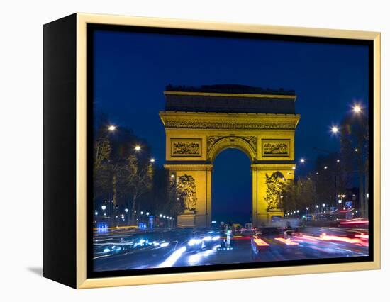 The Arc de Triomphe and the Champs Elysees at Twilight, Paris, France-Jim Zuckerman-Framed Premier Image Canvas