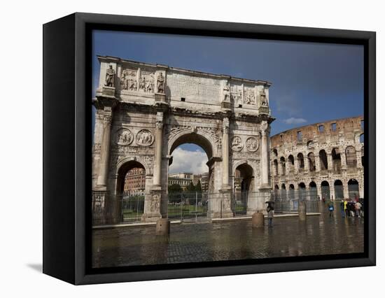 The Arch of Constantine With the Colosseum in the Background, Rome, Lazio, Italy-Carlo Morucchio-Framed Premier Image Canvas