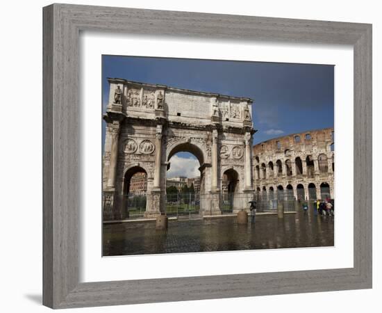 The Arch of Constantine With the Colosseum in the Background, Rome, Lazio, Italy-Carlo Morucchio-Framed Photographic Print