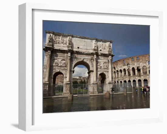 The Arch of Constantine With the Colosseum in the Background, Rome, Lazio, Italy-Carlo Morucchio-Framed Photographic Print