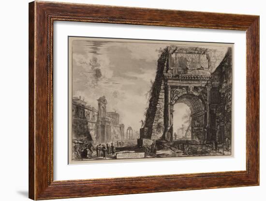 The Arch of Titus with the Casino Farnese on the Left, C.1760-78 (Etching)-Giovanni Battista Piranesi-Framed Giclee Print