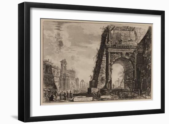 The Arch of Titus with the Casino Farnese on the Left, C.1760-78 (Etching)-Giovanni Battista Piranesi-Framed Giclee Print