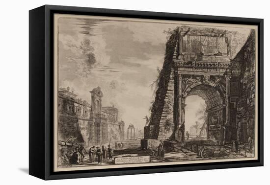 The Arch of Titus with the Casino Farnese on the Left, C.1760-78 (Etching)-Giovanni Battista Piranesi-Framed Premier Image Canvas