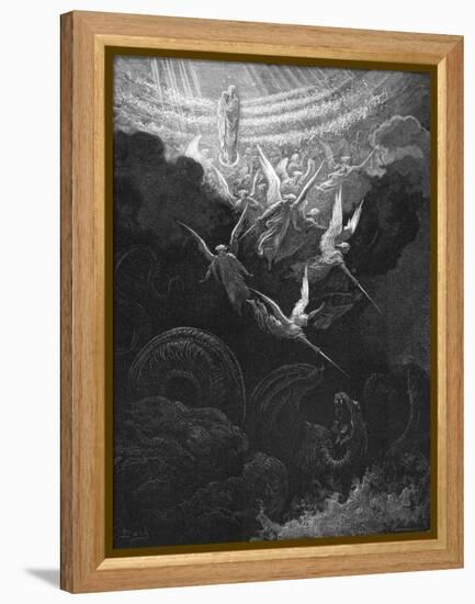 The Archangel Michael and His Angels Fighting the Dragon, 1865-1866-Gustave Doré-Framed Premier Image Canvas