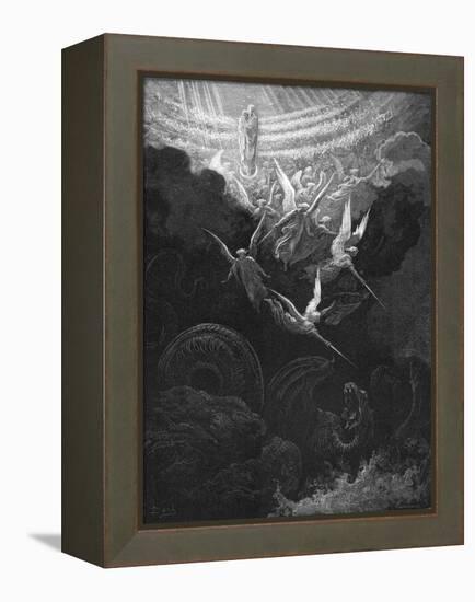 The Archangel Michael and His Angels Fighting the Dragon, 1865-1866-Gustave Doré-Framed Premier Image Canvas