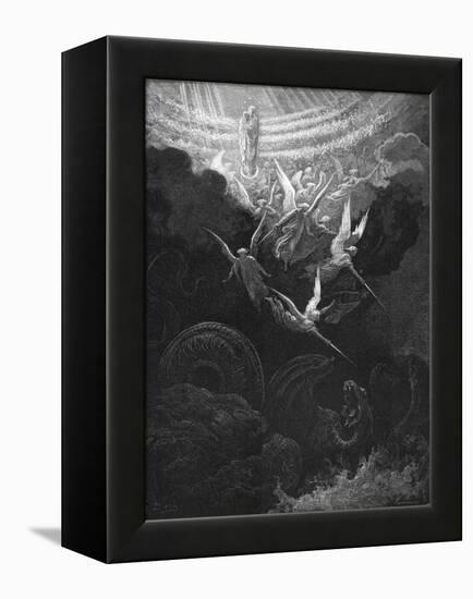 The Archangel Michael and His Angels Fighting the Dragon, 1865-1866-Gustave Doré-Framed Premier Image Canvas