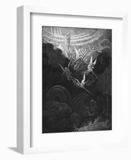 The Archangel Michael and His Angels Fighting the Dragon, 1865-1866-Gustave Doré-Framed Giclee Print