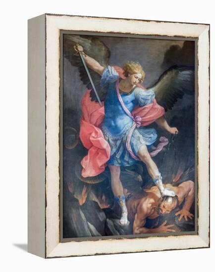 The Archangel Michael Defeating Satan, 1635, (Painting)-Guido Reni-Framed Premier Image Canvas