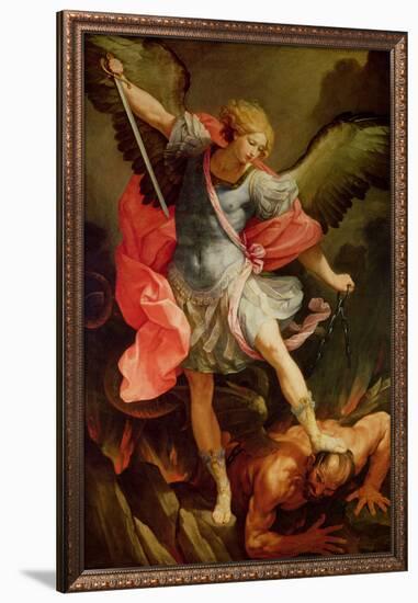 The Archangel Michael Defeating Satan-Guido Reni-Framed Giclee Print