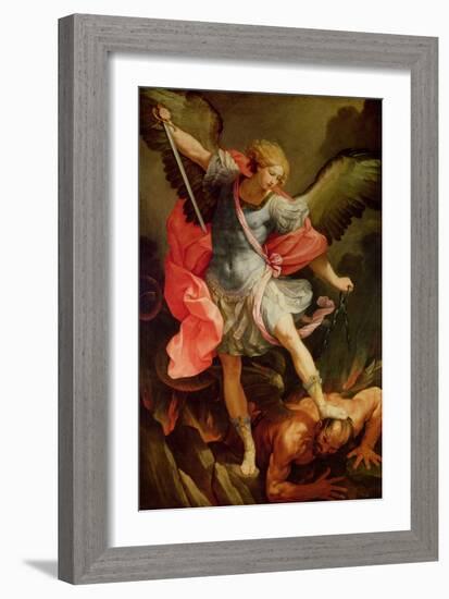 The Archangel Michael Defeating Satan-Guido Reni-Framed Giclee Print