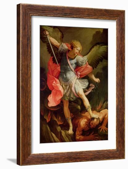 The Archangel Michael Defeating Satan-Guido Reni-Framed Giclee Print