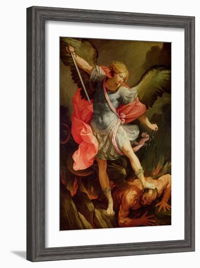 The Archangel Michael Defeating Satan-Guido Reni-Framed Premium Giclee Print