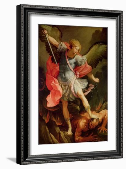 The Archangel Michael Defeating Satan-Guido Reni-Framed Premium Giclee Print