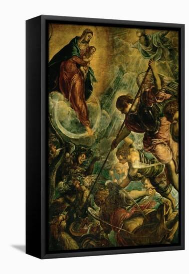 The Archangel Michael Fights Satan, (Revelation 12, 1-9)-Jacopo Robusti Tintoretto-Framed Premier Image Canvas