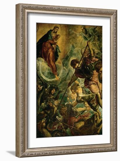 The Archangel Michael Fights Satan, (Revelation 12, 1-9)-Jacopo Robusti Tintoretto-Framed Giclee Print