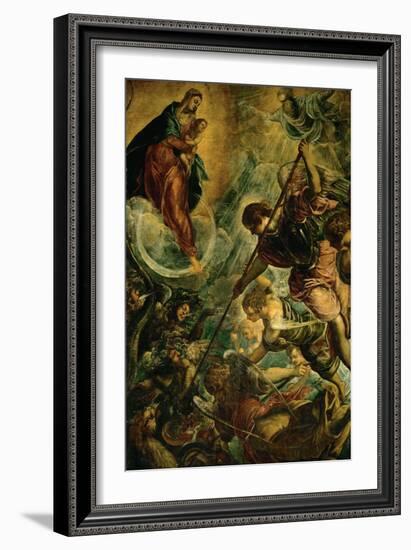 The Archangel Michael Fights Satan, (Revelation 12, 1-9)-Jacopo Robusti Tintoretto-Framed Giclee Print