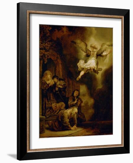 The Archangel Rapael Leaves the Family of Tobit, 1637-Rembrandt van Rijn-Framed Giclee Print