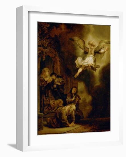 The Archangel Rapael Leaves the Family of Tobit, 1637-Rembrandt van Rijn-Framed Giclee Print