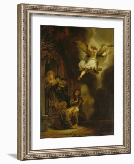 The Archangel Raphael Taking Leave of the Tobit Family, 1637-Rembrandt van Rijn-Framed Giclee Print