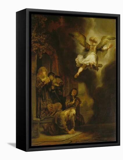 The Archangel Raphael Taking Leave of the Tobit Family, 1637-Rembrandt van Rijn-Framed Premier Image Canvas