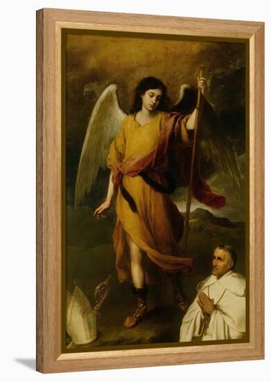 The Archangel Raphael with Bishop Domonte-Bartolome Esteban Murillo-Framed Premier Image Canvas