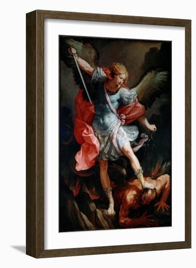 The Archangel Saint Michael Crush the Head of the Demon Silk Painting by Guido Reni Called the Guid-Guido Reni-Framed Giclee Print