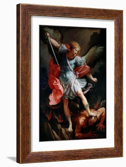 The Archangel Saint Michael Crush the Head of the Demon Silk Painting by Guido Reni Called the Guid-Guido Reni-Framed Giclee Print