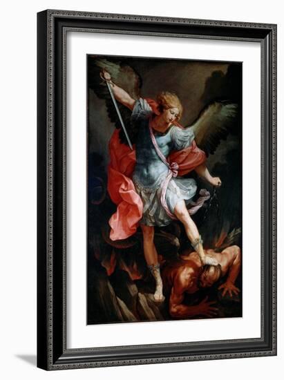 The Archangel Saint Michael Crush the Head of the Demon Silk Painting by Guido Reni Called the Guid-Guido Reni-Framed Giclee Print