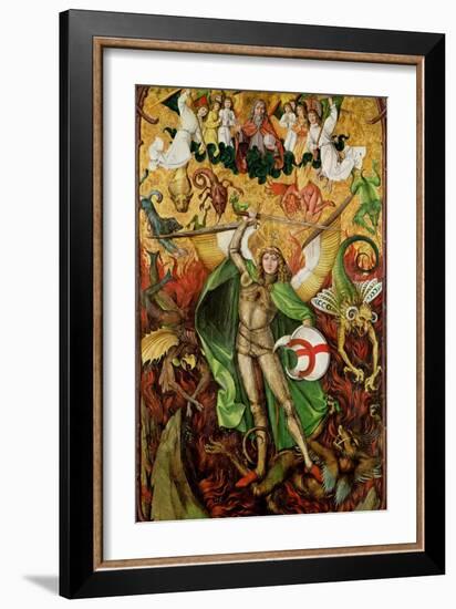 The Archangel Saint Michael in Combat with Lucifer, C.1490-1505 (Oil on Wood)-Hans the Elder Leu-Framed Giclee Print