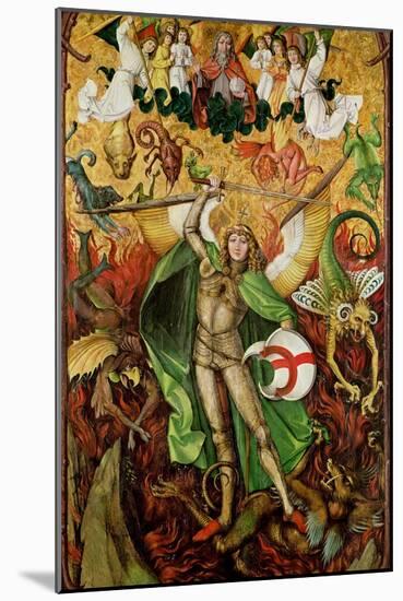 The Archangel Saint Michael in Combat with Lucifer, C.1490-1505 (Oil on Wood)-Hans the Elder Leu-Mounted Giclee Print