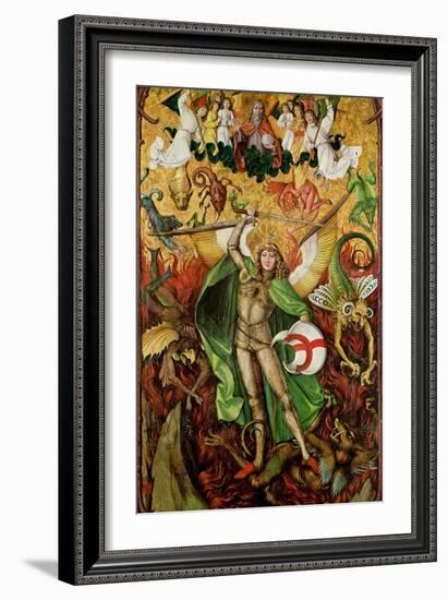 The Archangel Saint Michael in Combat with Lucifer, C.1490-1505 (Oil on Wood)-Hans the Elder Leu-Framed Giclee Print