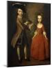 The Archbold Children: a Group Portrait of a Little Boy, Full Length Wearing a Beige Coat, Dark…-Philippe Mercier-Mounted Giclee Print