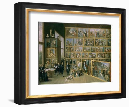 The Archduke Leopold Wilhelm (1614-62) in His Picture Gallery in Brussels, 1651-David Teniers the Younger-Framed Giclee Print