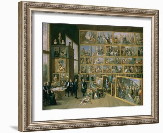 The Archduke Leopold Wilhelm (1614-62) in His Picture Gallery in Brussels, 1651-David Teniers the Younger-Framed Giclee Print