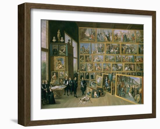 The Archduke Leopold Wilhelm (1614-62) in His Picture Gallery in Brussels, 1651-David Teniers the Younger-Framed Giclee Print