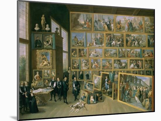The Archduke Leopold Wilhelm (1614-62) in His Picture Gallery in Brussels, 1651-David Teniers the Younger-Mounted Giclee Print