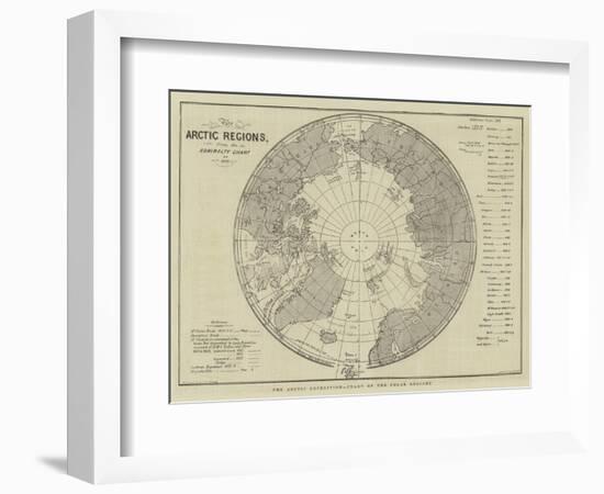 The Arctic Expedition, Chart of the Polar Regions-null-Framed Giclee Print
