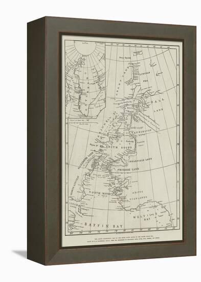 The Arctic Expedition, Map of the Smith Sound Route to the North Polar Sea-null-Framed Premier Image Canvas