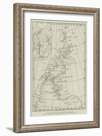 The Arctic Expedition, Map of the Smith Sound Route to the North Polar Sea-null-Framed Giclee Print