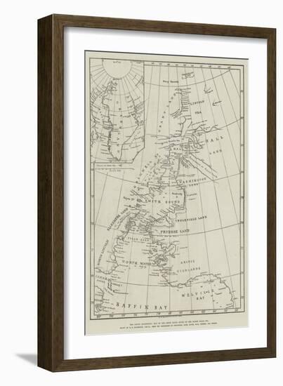 The Arctic Expedition, Map of the Smith Sound Route to the North Polar Sea-null-Framed Giclee Print