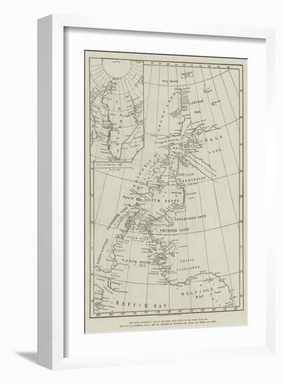 The Arctic Expedition, Map of the Smith Sound Route to the North Polar Sea-null-Framed Giclee Print