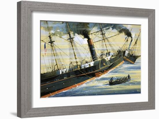 The Arctic, Paddle Steamer, Sinking After a Collision with a French Steamer in 1854-John S. Smith-Framed Giclee Print