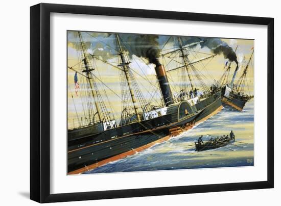 The Arctic, Paddle Steamer, Sinking After a Collision with a French Steamer in 1854-John S. Smith-Framed Giclee Print