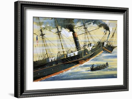 The Arctic, Paddle Steamer, Sinking After a Collision with a French Steamer in 1854-John S. Smith-Framed Giclee Print