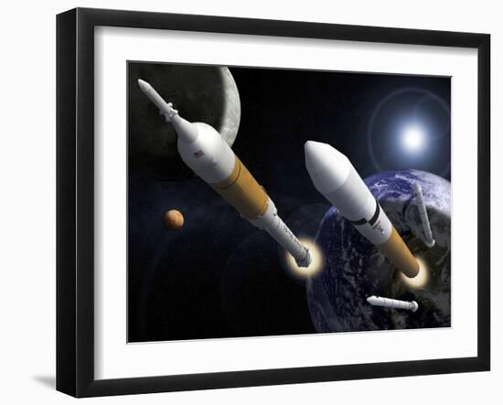 The Ares I Crew Launch Vehicle and the Ares V Cargo Launch Vehicle-Stocktrek Images-Framed Photographic Print