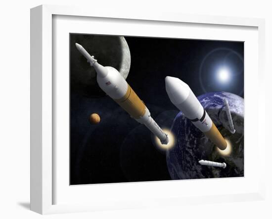 The Ares I Crew Launch Vehicle and the Ares V Cargo Launch Vehicle-Stocktrek Images-Framed Photographic Print